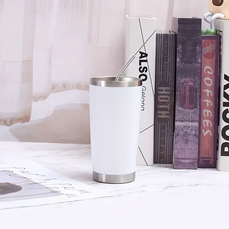 Beer Lanyard White Insulated Festival Cup With Lid & Straw - #shop_name - #BeerLanyard
